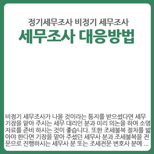 세무조사 대응방법